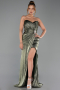 Long Olive Drab Chiffon Evening Dress ABU6296