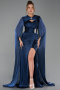 Long Navy Blue Chiffon Evening Dress ABU6296