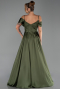 Long Olive Drab Satin Evening Dress ABU6297
