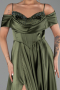 Long Olive Drab Satin Evening Dress ABU6297