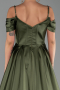 Long Olive Drab Satin Evening Dress ABU6297