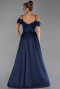 Long Navy Blue Satin Evening Dress ABU6297