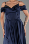 Long Navy Blue Satin Evening Dress ABU6297
