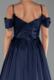Long Navy Blue Satin Evening Dress ABU6297