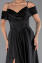 Long Black Satin Evening Dress ABU6297
