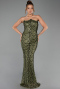 Long Olive Drab Scaly Evening Dress ABU6298