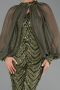 Long Olive Drab Scaly Evening Dress ABU6298