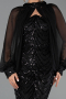 Long Black Scaly Evening Dress ABU6298