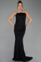 Long Black Dantelle Evening Dress ABU6207