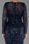 Long Navy Blue Beaded Evening Dress ABU5649
