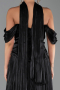 Long Black Chiffon Prom Gown ABU6300