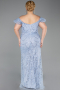 Long Indigo Beaded Formal Plus Size Dress ABU5548