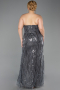 Long Anthracite Beaded Oversized Evening Dress ABU6206