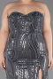 Long Anthracite Beaded Oversized Evening Dress ABU6206