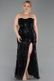 Long Black Beaded Oversized Evening Dress ABU6206