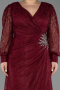 Long Burgundy Dantelle Plus Size Evening Dress ABU6272