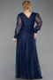 Long Navy Blue Dantelle Plus Size Evening Dress ABU6272