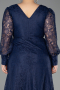 Long Navy Blue Dantelle Plus Size Evening Dress ABU6272
