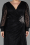 Long Black Dantelle Plus Size Evening Dress ABU6272