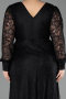Long Black Dantelle Plus Size Evening Dress ABU6272