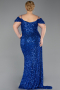 Sax Blue Long Plus Size Evening Gown ABU5232