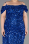 Sax Blue Long Plus Size Evening Gown ABU5232