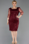 Burgundy Midi Beaded Plus Size Cocktail Dress ABK2580