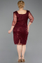 Burgundy Midi Beaded Plus Size Cocktail Dress ABK2580