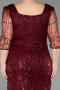 Burgundy Midi Beaded Plus Size Cocktail Dress ABK2580