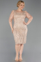 Gold Midi Beaded Plus Size Cocktail Dress ABK2580