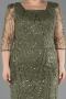 Light Khaki Midi Beaded Plus Size Cocktail Dress ABK2580