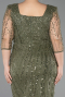 Light Khaki Midi Beaded Plus Size Cocktail Dress ABK2580