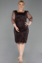 Brown Midi Beaded Plus Size Cocktail Dress ABK2580
