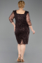 Brown Midi Beaded Plus Size Cocktail Dress ABK2580