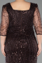 Brown Midi Beaded Plus Size Cocktail Dress ABK2580