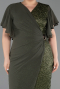 Midi Olive Drab Beaded Plus Size Cocktail Dress ABK2642