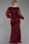 Long Burgundy Beaded Formal Plus Size Dress ABU6292