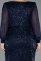 Long Navy Blue Beaded Formal Plus Size Dress ABU6292