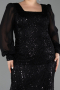 Long Black Beaded Formal Plus Size Dress ABU6292