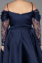 Midi Navy Blue Satin Plus Size Cocktail Dress ABK2652