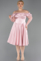 Midi Powder Color Satin Plus Size Cocktail Dress ABK2652