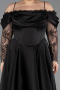 Midi Black Satin Plus Size Cocktail Dress ABK2652