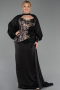 Long Black Satin Formal Plus Size Dress ABU6304
