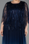 Navy Blue Long Chiffon Plus Size Evening Gown ABU4633