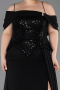 Long Black Chiffon Plus Size Evening Dress ABU6274