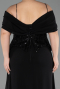Long Black Chiffon Plus Size Evening Dress ABU6274