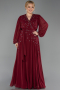 Burgundy Long Chiffon Plus Size Evening Dress ABU3075