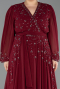 Burgundy Long Chiffon Plus Size Evening Dress ABU3075