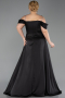 Long Black Satin Plus Size Evening Gown ABU6307