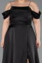 Long Black Satin Plus Size Evening Gown ABU6307